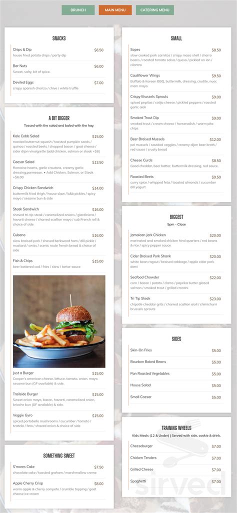 TrailSide Tap menu in Ankeny, Iowa, USA