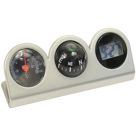 Auto Drive Compass Clock Thermometer Combo Silver