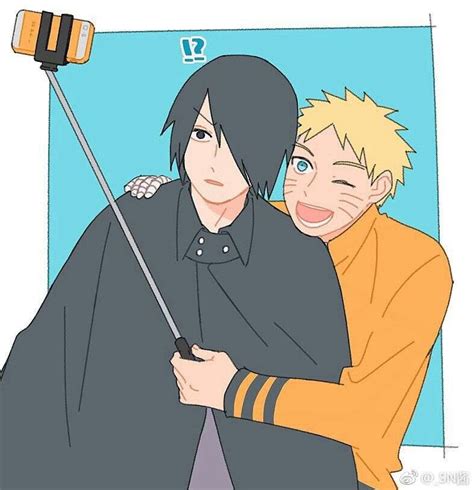 Naruto And Sasuke Taking A Selfie That Look On Sasukes Face As Hes