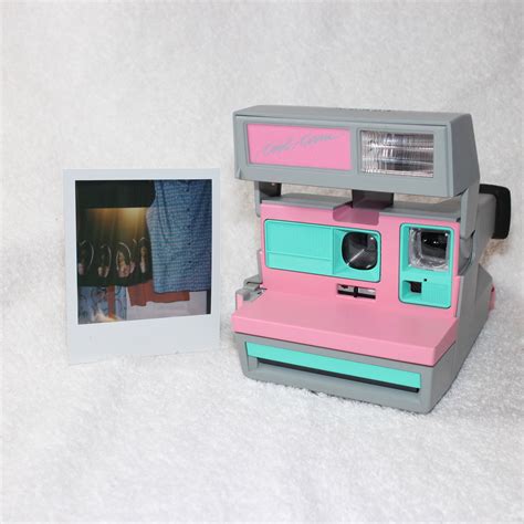 Pink Coolcam 600 Polaroid Camera Upcycled With Retro Green Cleaned