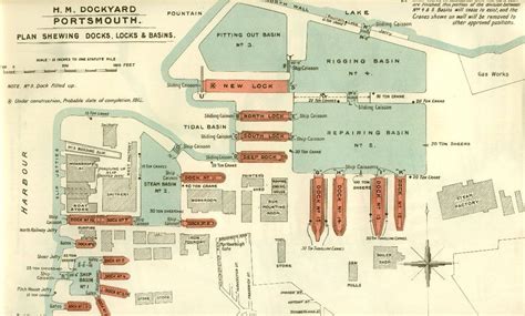 Hm Dockyard Portsmouth Plan Shewing Docks Locks And Basins 1909