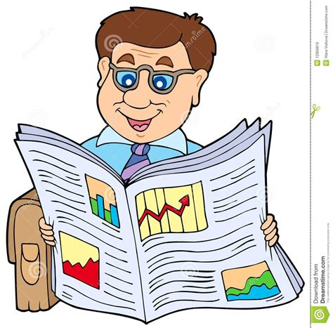 Businessman Reading Newspaper Stock Vector Illustration