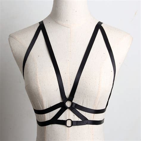 2017 fashion bust bondage bra sexy bust goth garterbelt black elastic bondage lingerie gothic