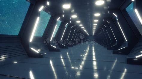 Futuristic Hallway Interior Concept Design Stock Illustration