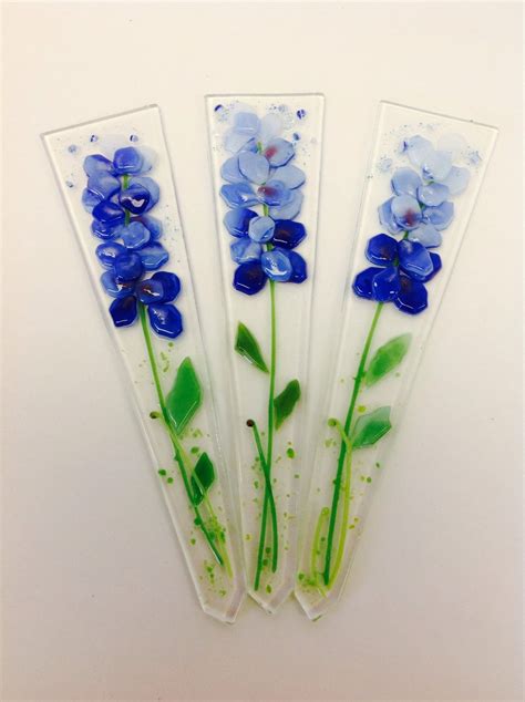 Fused Glass Plant Stakes And Garden Stakes Blue Bonnet Etsy