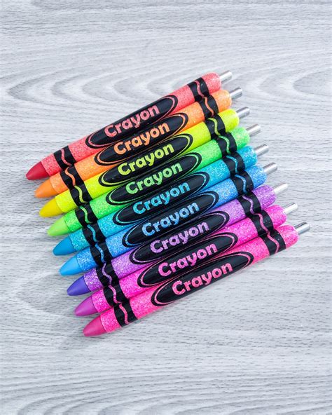 Crayon Pen Crayon Glitter Pens Glitter Pen Teacher T Etsy