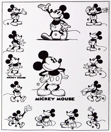 Mickey Mouse Model Sheet Set Of 2 Disney Vintage Castle Fine Art
