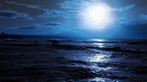 Atlantic Ocean Hd Hd Desktop Wallpapers Ocean At Night Night Sea