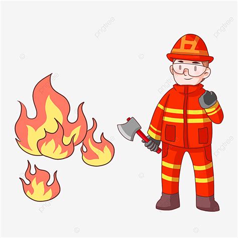 رجل إطفاء يحمل فأس النار إطفائي Clipart رجال الاطفاء فأس الحريق Png