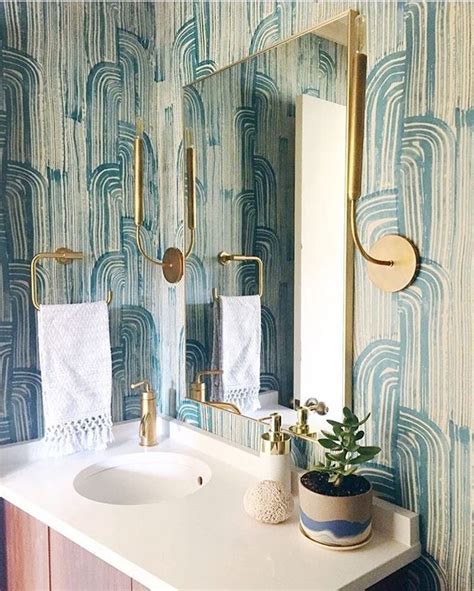 A Fun Bathroom With Wallpaper Bathroom Styling Bathroom Decor Neutral