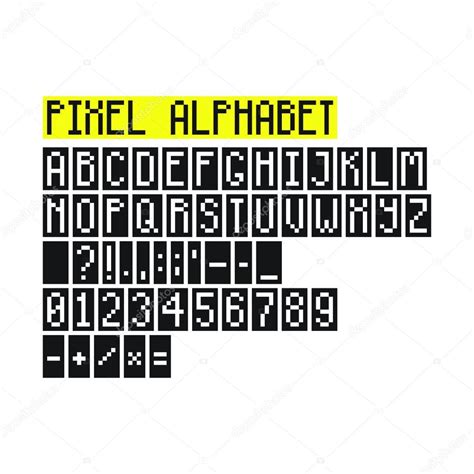 Pixel Art Alphabet With Letters Numbers Punctuation Marks And