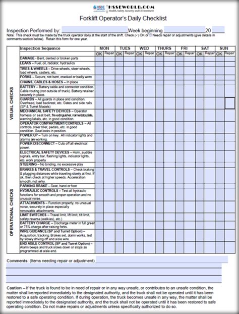 Forklift Inspection Checklist Book Safety Guide My Xxx Hot Girl