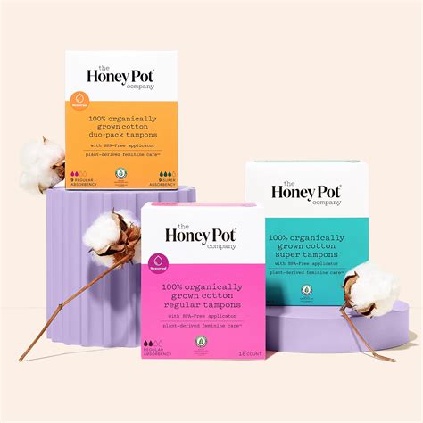 Organic Regular Tampons Hypoallergenic Unscented Tampons The Honey Pot Feminine Care