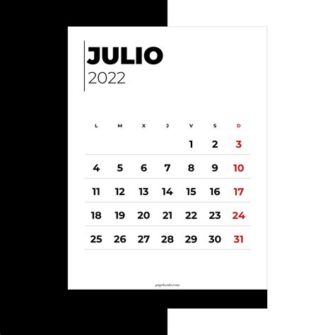📆 Calendario Julio 2022 Pdf Gratis Para Imprimir