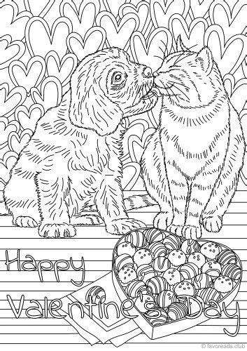 cat  dog  love love coloring pages valentines day coloring page dog coloring page