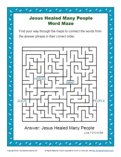 Free Bible Mazes For Children On Sunday School Zone