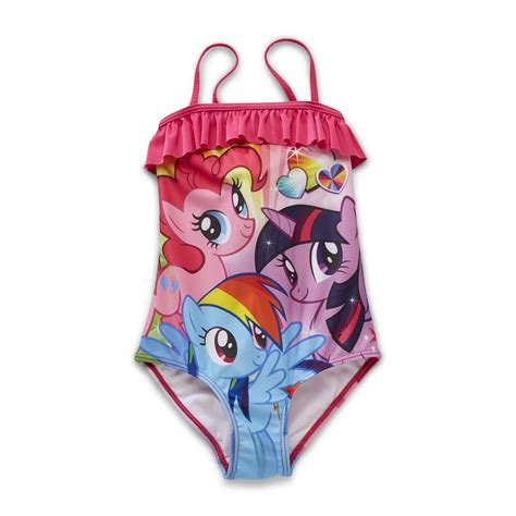 My Little Pony Girls Ruffle Trim Swimsuit