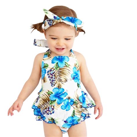 Infant Baby Romper Girls Floral Print Ruffles Jumpsuit Outfits Summer