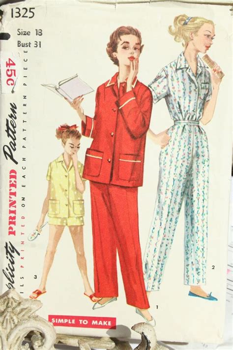 Vintage 1950s Pajamas In Two Lengths Sewing Pattern