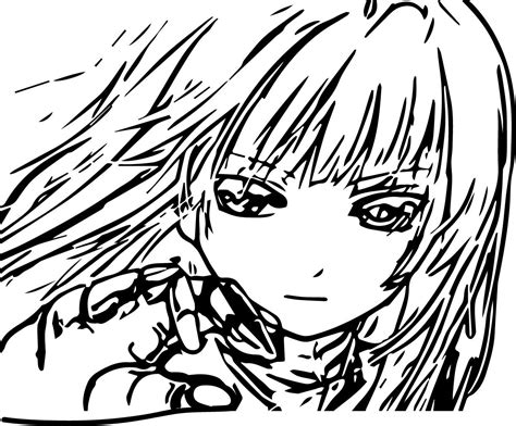 Cool Anime Girl Face And Hand Coloring Page Mcoloring