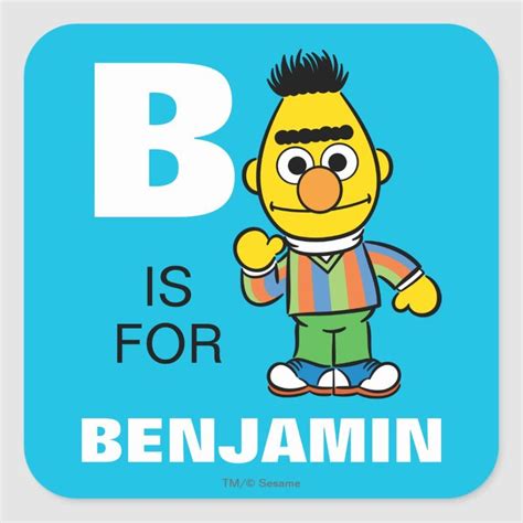 B Is For Bert Add Your Name Square Sticker Zazzle Sesame Street