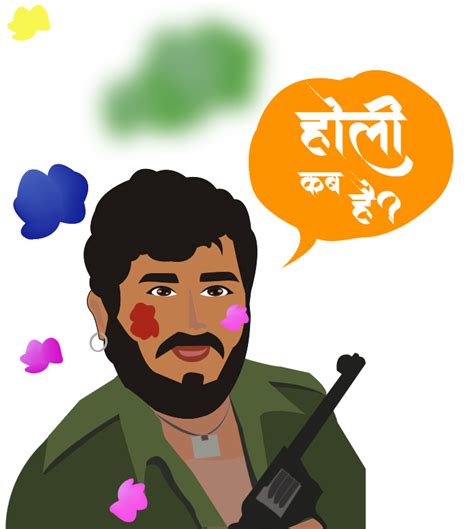 Download Gabbar Singh Happy Holi Poster Illustration Free 
