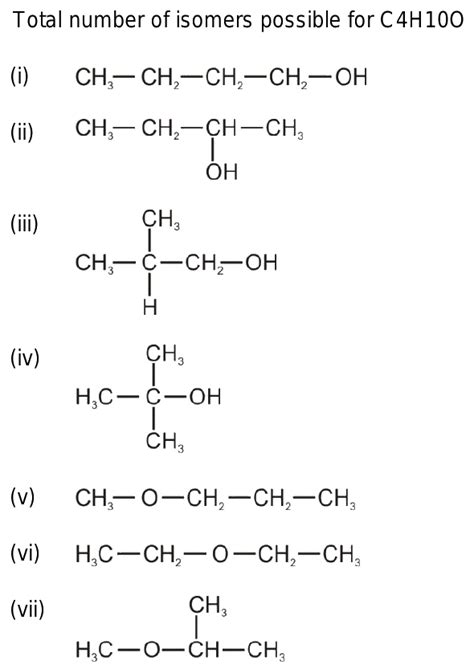 24 The Number Of Structural Isomers In C4h10o Will Be 1 7 2 8 3 5 4 6