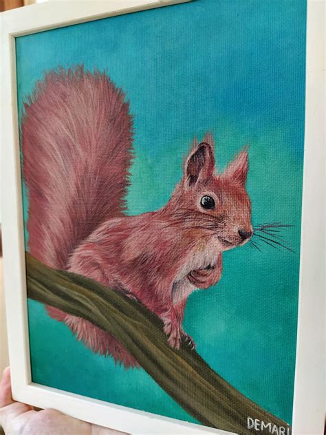 Woodland Art Red Squirrel Painting Original Nursery Decor T For Her