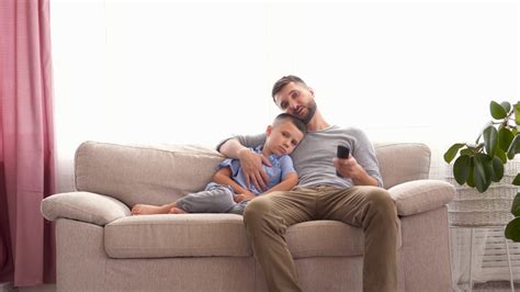 Father Son Relaxing Watching Television Stock Footage Sbv 325159276