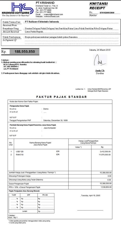 Untuk keamanan, informasi nama wajib pajak disamarkan. Contoh Kwitansi Pembelian - Rajiman