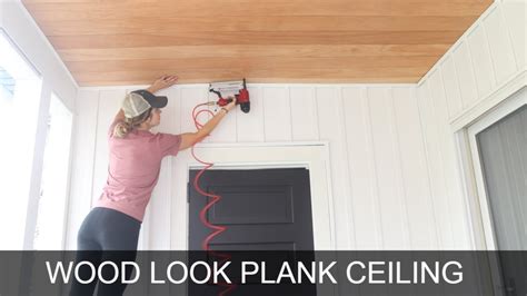 How To Plank A Ceiling By Yourself Easy Plywood Shiplap Ceiling Youtube