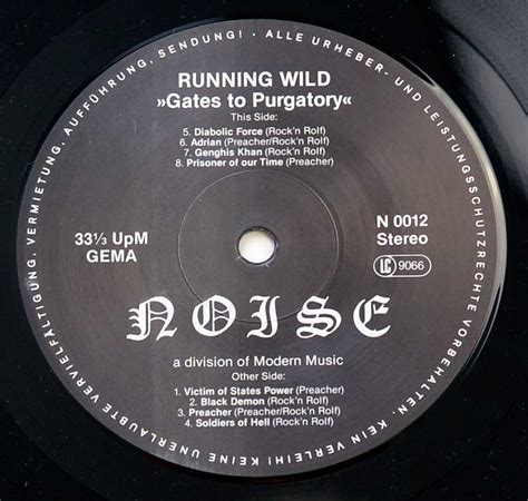 Running Wild Gates To Purgatory Album Cover Gallery And 12 Vinyl Lp