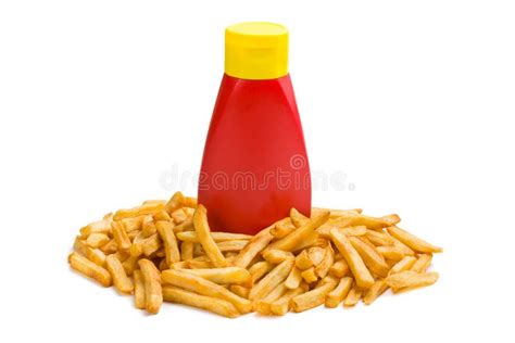Crispy French Fries With A Bottle Of Ketchup Stock Photo Image Of