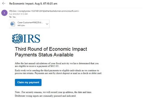 Irs Scams By Email Continue With Third Round Of Economic Impact Payments Identity Theft