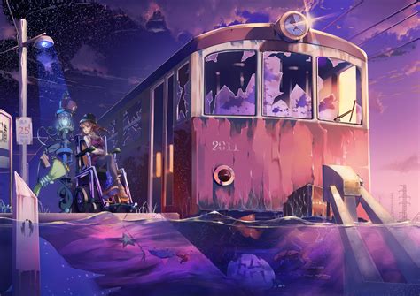Anime Girl Train Platform 4k Wallpaperhd Anime Wallpapers4k