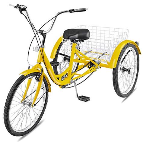 Happybuy Adult Tricycle Single 7 Speed Three Wheel Bike Cruise Bike 24