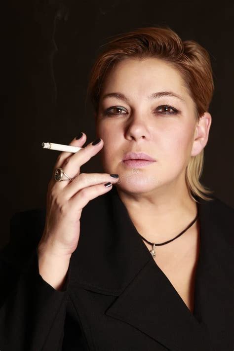 Woman With A Cigarette Stock Image Image Of Beauty Adult 12092927