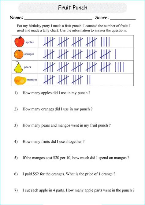 Bar Graph And Tally Chart Worksheets Pdf