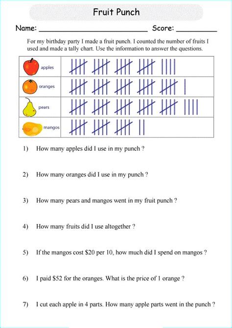 tally chart worksheet printable tally chart math worksheet
