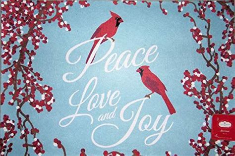 Trim A Home Christmas Holiday Cardinals Peace Love Joy Doormat Nonskid