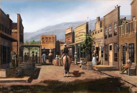 Western And Cowboys Cowboy Town Cowboy Art Forte Apache Town Drawing