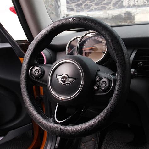 Genuine Leather Mini Cooper Logo Countryman Steering Wheel Cover Carsoda