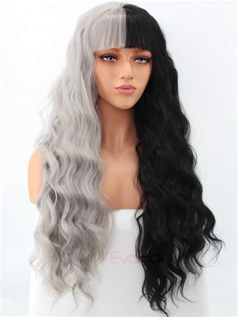 Fairywigs.com offers high quality virgin brazilian hair brown long best wigs for black women 20 inch unit price of $ 273.99. Half Black and Half Grey Water Wavy Quite Long Synthetic ...