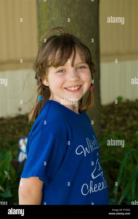 6 7 Year Old Caucasian Girl Stock Photo Alamy