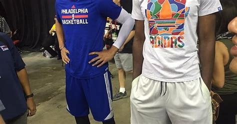 Joel Embiid Standing Next To 610 Ben Simmons Rsixers