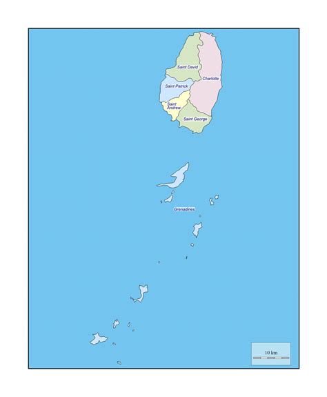 Administrative Map Of Saint Vincent And The Grenadines Saint Vincent