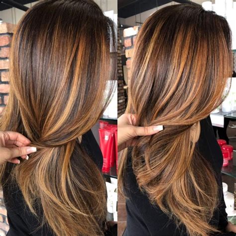 Copper Balayage For Brunette Hair Blonde Caramel Highlights Brown Hair