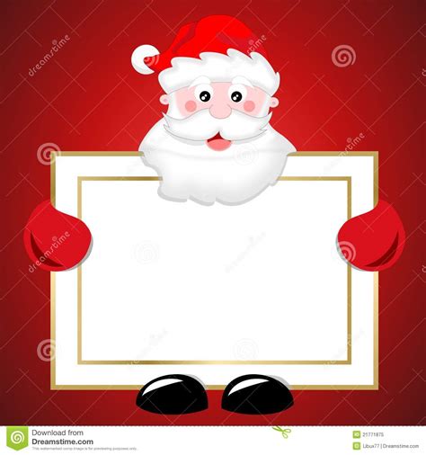 Santa Claus Holding Blank Banner Christmas Sign Stock