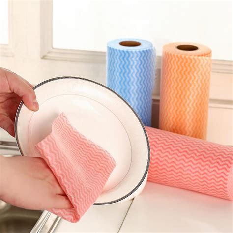 1 Reel Disposable Cleaning Cloth Non Woven Fabric Nonstick Wiping Rags House Dishcloth Kitchen