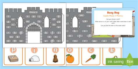 Castle Phase 2 Phonics Busy Bag Prompt Card And Resource Pack